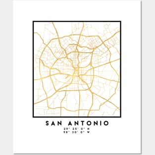 SAN ANTONIO TEXAS CITY STREET MAP ART Posters and Art